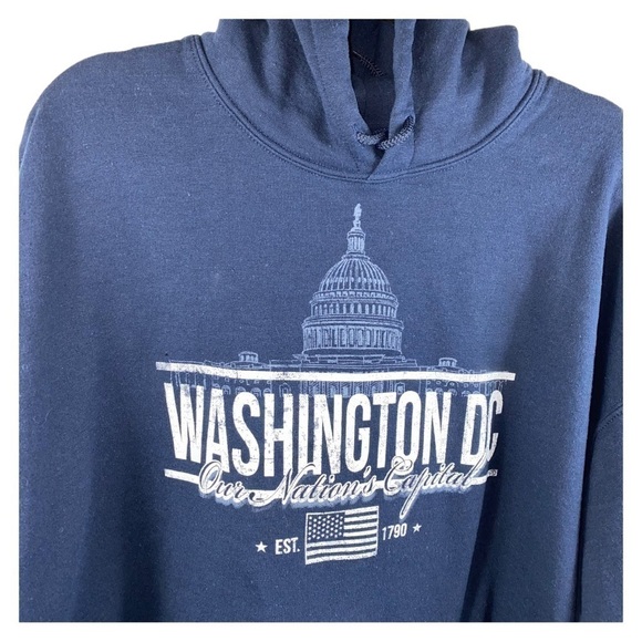 Washington DC Our Nation’s Capital Hoodie Hooded Sweatshirt Navy XL Unisex - Picture 1 of 8